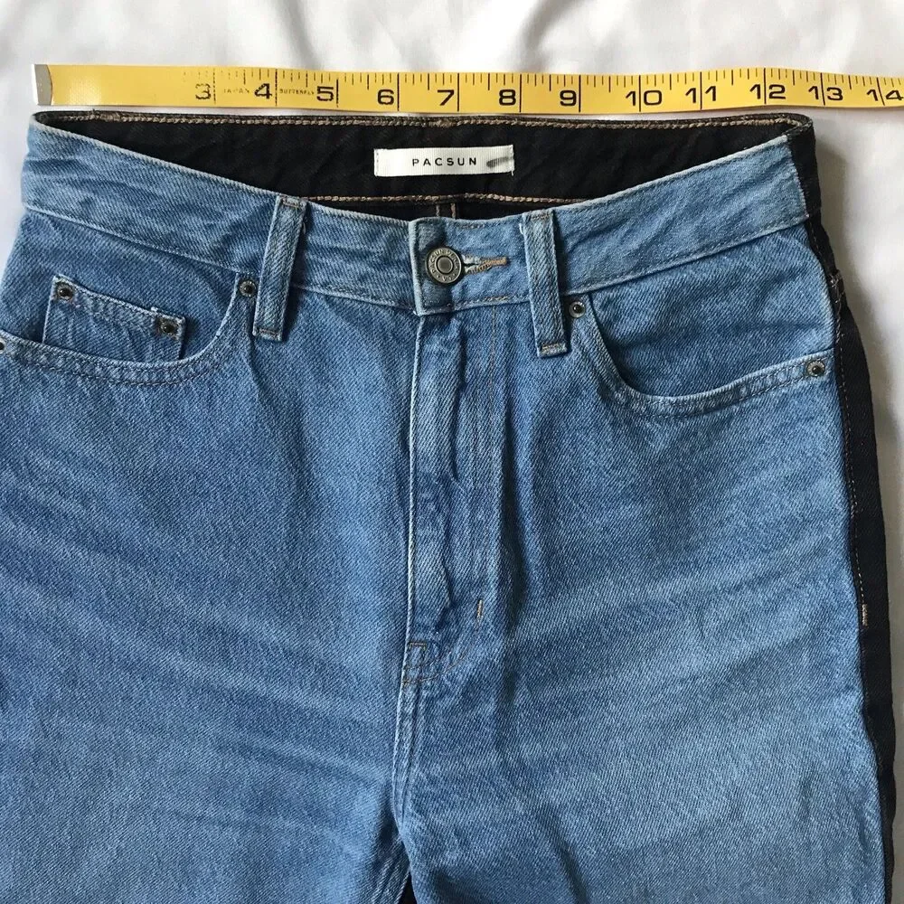 Pacsun Jeans Womens 25 Blue Black 90s Boyfriend Baggy Wide Leg Skater Boho EEUC
